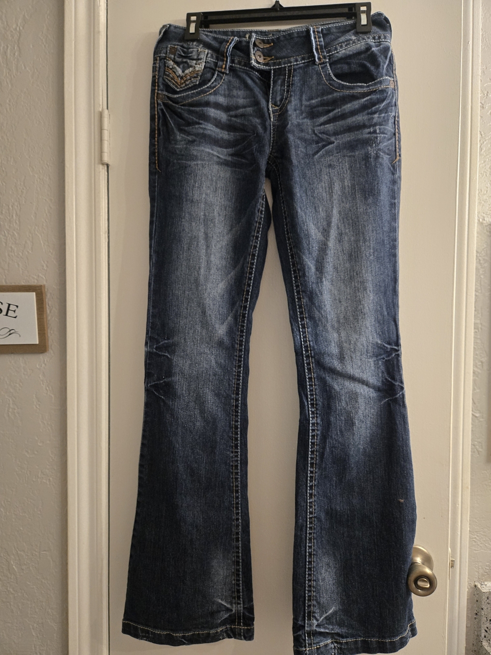 Wallflower Dark Blue Flared Jeans - Styled Stitching
